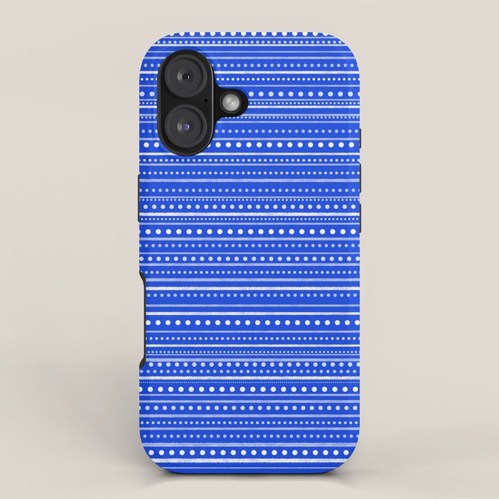 Bamako Striped and Dotted Pattern in Royal Blue iPhone Case Gallery Image 1
