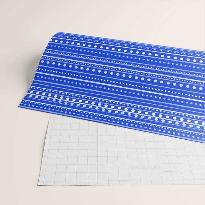 Bamako Striped and Dotted Pattern in Royal Blue Wrapping Paper Gallery Image 2