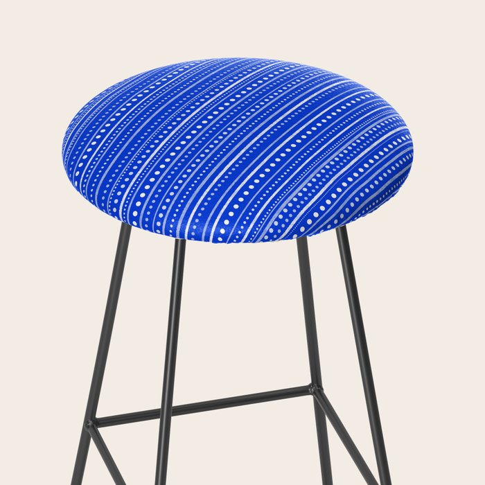Bamako Striped and Dotted Pattern in Royal Blue Stool Gallery Image 2