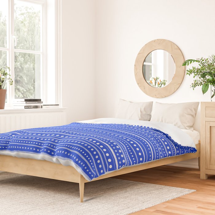 Bamako Striped and Dotted Pattern in Royal Blue Duvet Cover Gallery Image 2