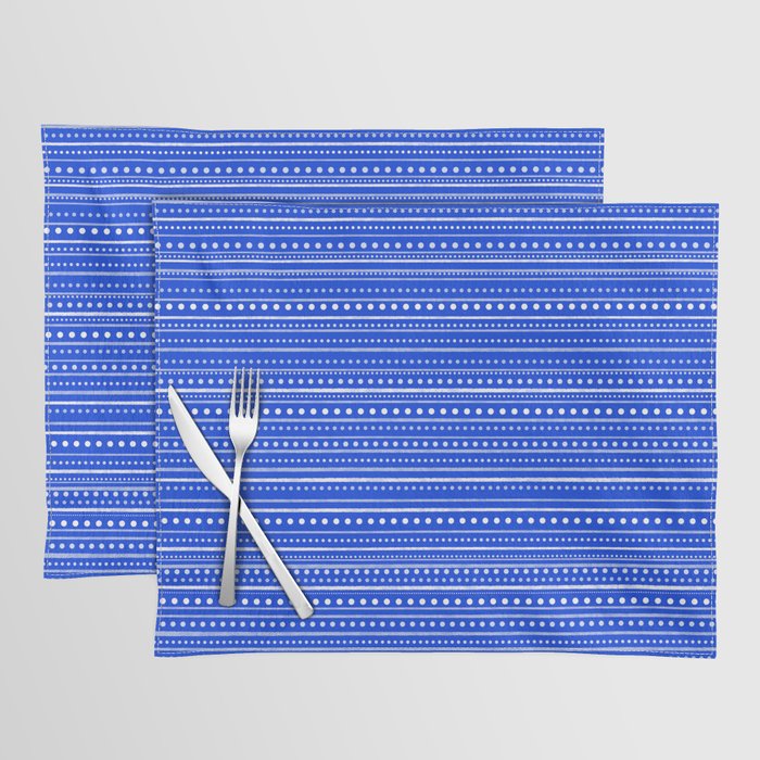 Bamako Striped and Dotted Pattern in Royal Blue Placemat Gallery Image 1