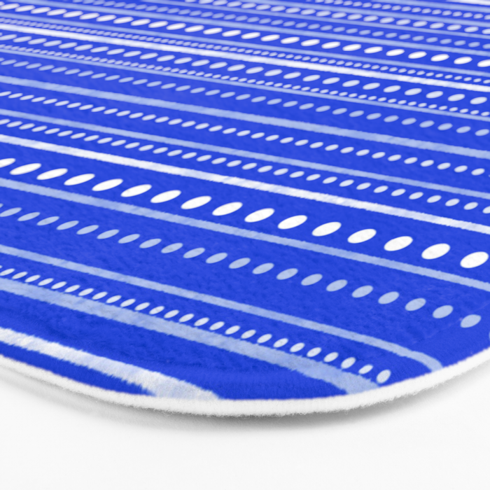 Bamako Striped and Dotted Pattern in Royal Blue Bath Mat Gallery Image 3