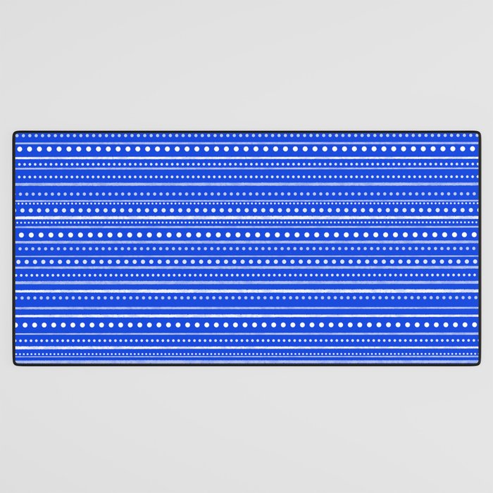 Bamako Striped and Dotted Pattern in Royal Blue Desk Mat Gallery Image 3