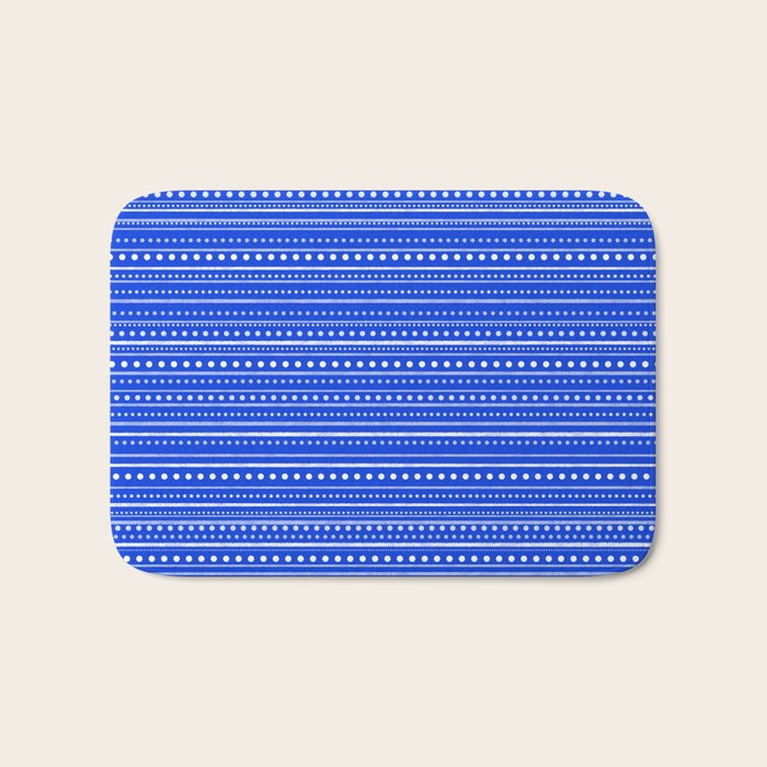 Bamako Striped and Dotted Pattern in Royal Blue Bath Mat Gallery Image 1