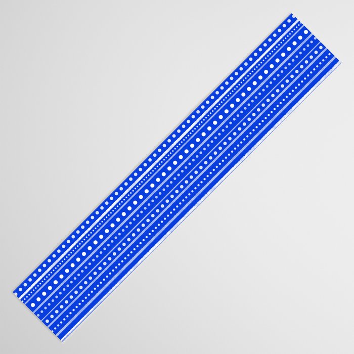 Bamako Striped and Dotted Pattern in Royal Blue Table Runner Gallery Image 3