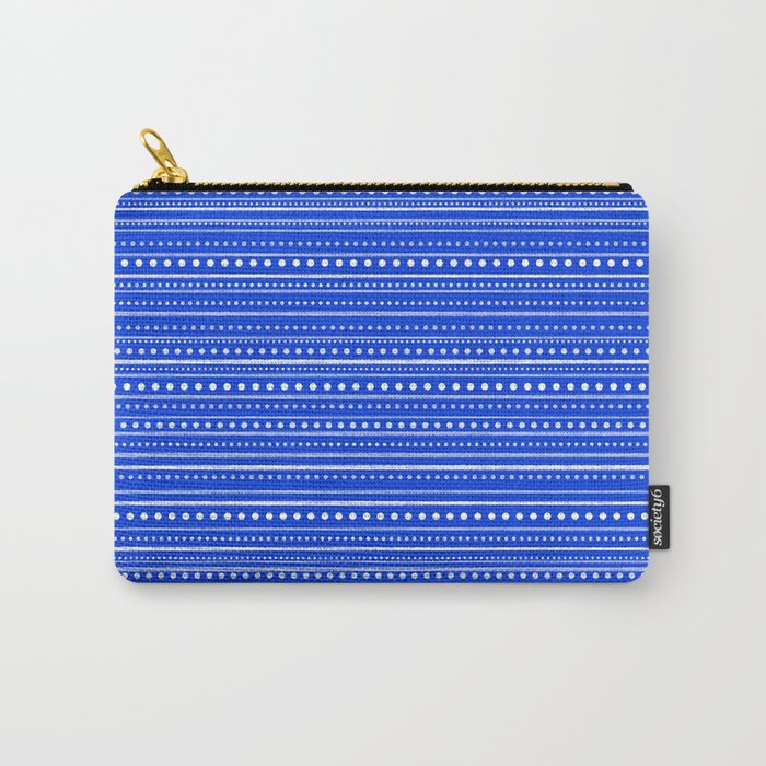 Bamako Striped and Dotted Pattern in Royal Blue Carry All Pouch Gallery Image 1