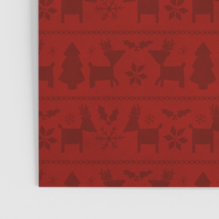 Red Reindeer Fair Isle Print, Red Holiday, Christmas Cheer, Red Christmas Sweater Poster Gallery Image 3