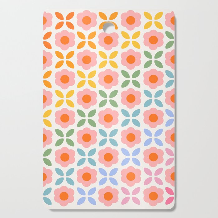 Retro Flower Pattern - rainbow Cutting Board Gallery Image 1