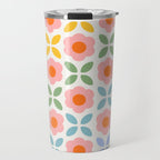 Retro Flower Pattern - rainbow Travel Mug Gallery Image 1