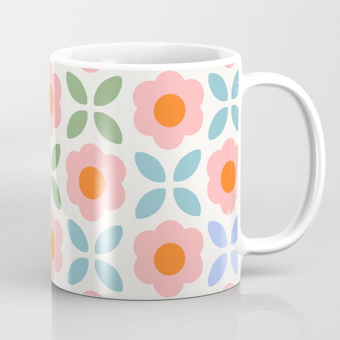 Retro Flower Pattern - rainbow Coffee Mug Gallery Image 1