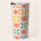 Retro Flower Pattern - rainbow Travel Mug Gallery Image 3