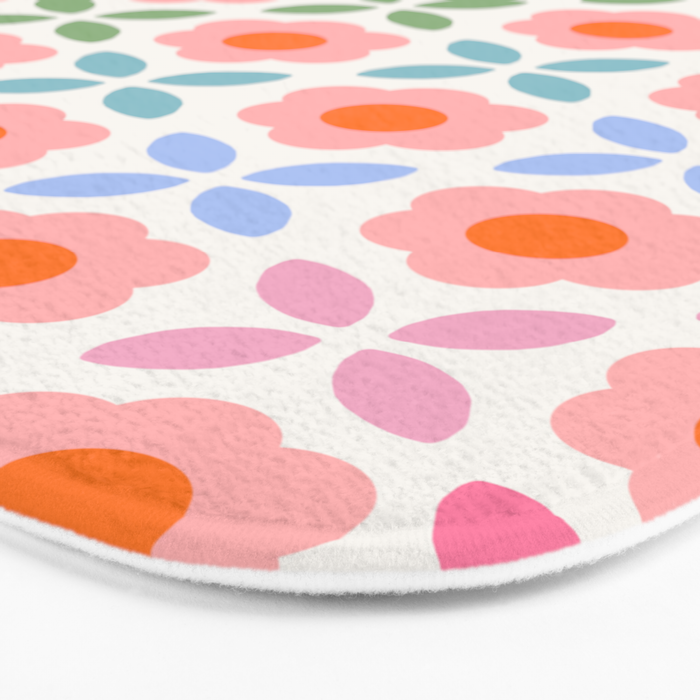 Retro Flower Pattern - rainbow Bath Mat Gallery Image 3