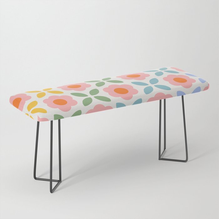 Retro Flower Pattern - rainbow Bench Gallery Image 1