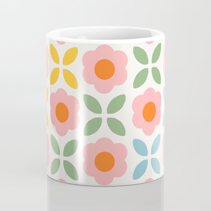 Retro Flower Pattern - rainbow Coffee Mug Gallery Image 4