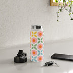 Retro Flower Pattern - rainbow Water Bottle Gallery Image 4