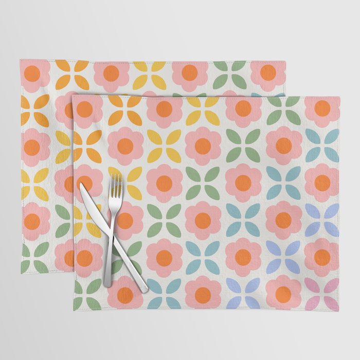 Retro Flower Pattern - rainbow Placemat Gallery Image 1