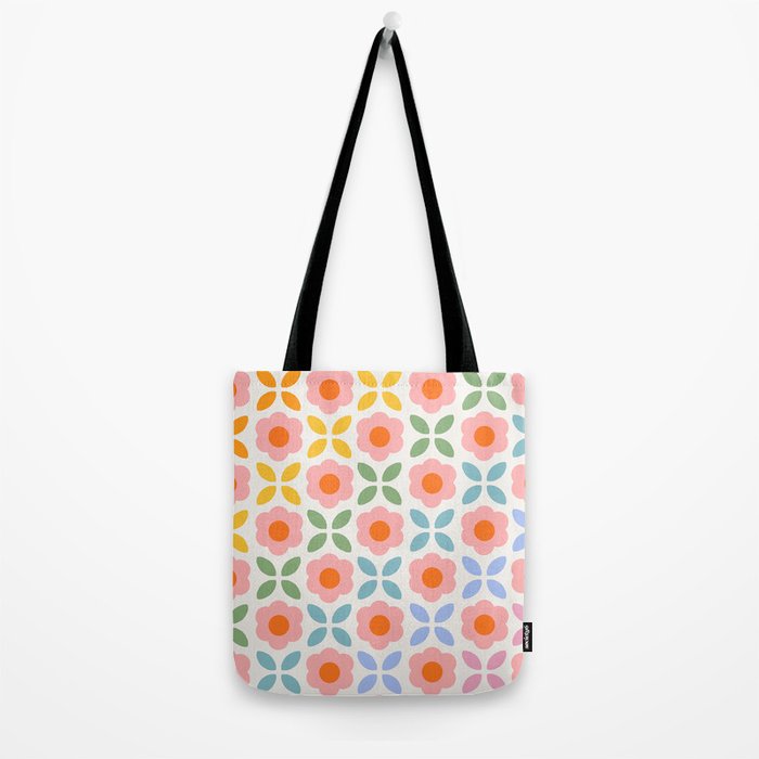 Retro Flower Pattern - rainbow Tote Bag Gallery Image 2