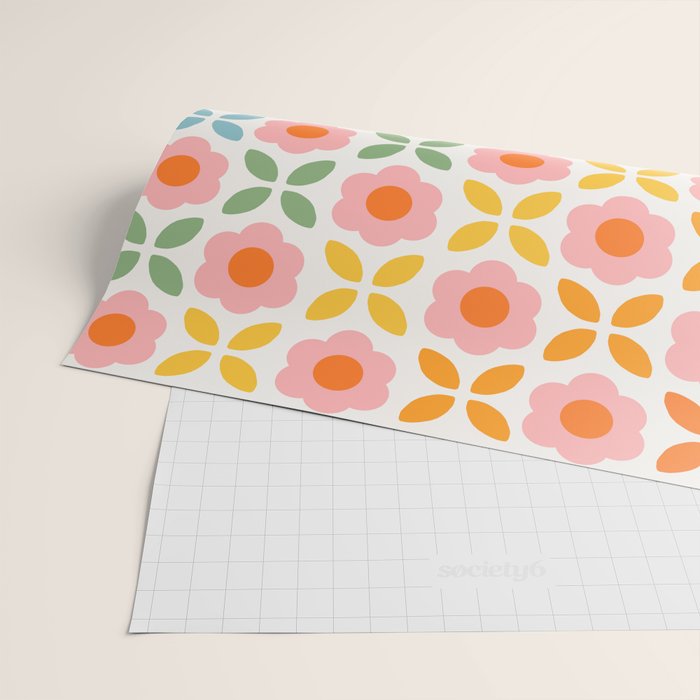 Retro Flower Pattern - rainbow Wrapping Paper Gallery Image 2