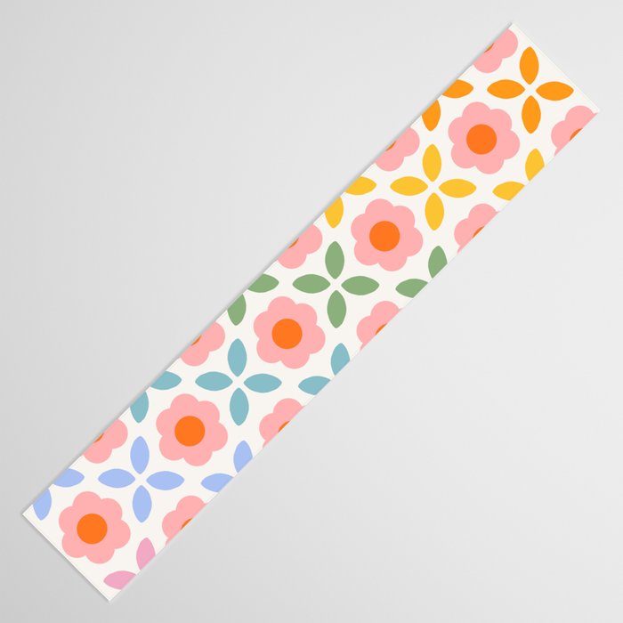 Retro Flower Pattern - rainbow Table Runner Gallery Image 3