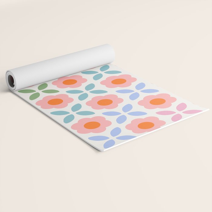 Retro Flower Pattern - rainbow Yoga Mat Gallery Image 2