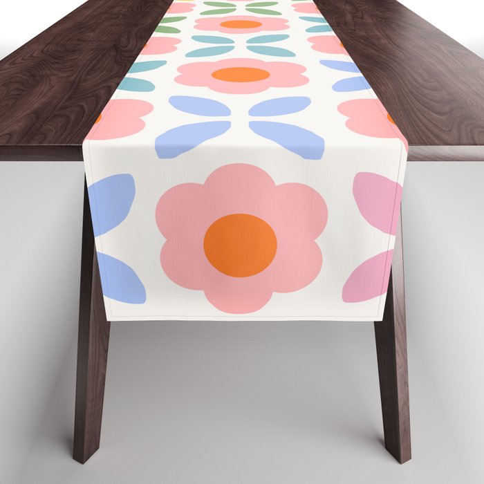 Retro Flower Pattern - rainbow Table Runner Gallery Image 1