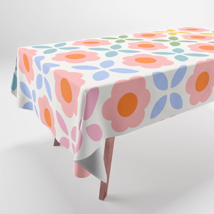 Retro Flower Pattern - rainbow Tablecloth Gallery Image 1