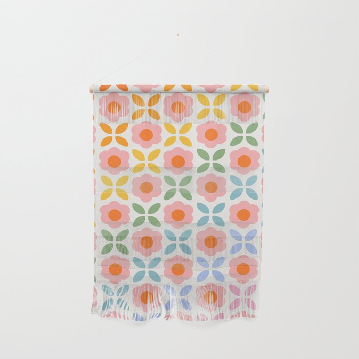 Retro Flower Pattern - rainbow Wall Hanging Gallery Image 1