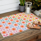 Retro Flower Pattern - rainbow Outdoor Rug Gallery Image 2