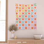 Retro Flower Pattern - rainbow Wall Tapestry Gallery Image 2