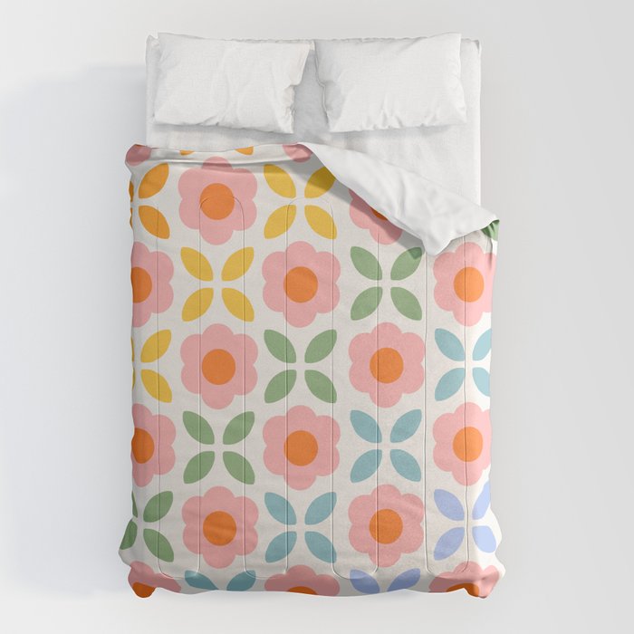 Retro Flower Pattern - rainbow Comforter Gallery Image 1