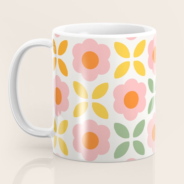 Retro Flower Pattern - rainbow Coffee Mug Gallery Image 3
