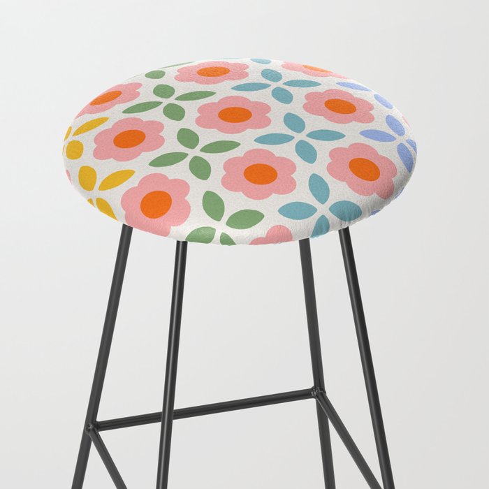 Retro Flower Pattern - rainbow Stool Gallery Image 2