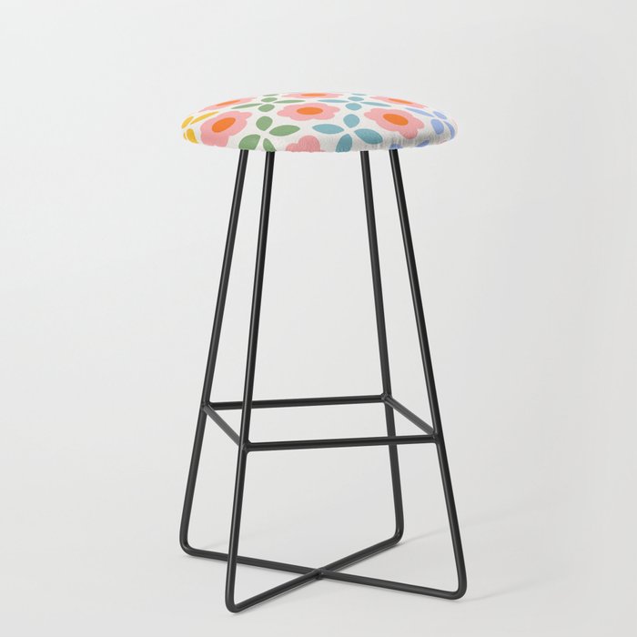 Retro Flower Pattern - rainbow Stool Gallery Image 1