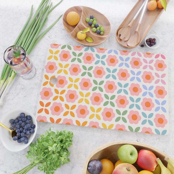 Retro Flower Pattern - rainbow Cutting Board Gallery Image 2