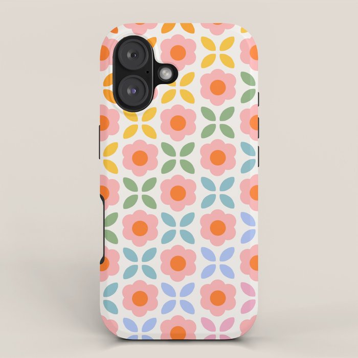 Retro Flower Pattern - rainbow iPhone Case Gallery Image 1