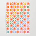 Retro Flower Pattern - rainbow Poster Gallery Image 4