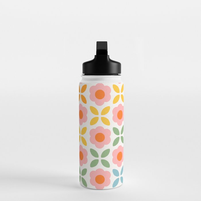 Retro Flower Pattern - rainbow Water Bottle Gallery Image 3