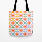 Retro Flower Pattern - rainbow Tote Bag Gallery Image 1