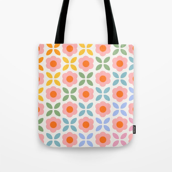 Retro Flower Pattern - rainbow Tote Bag Gallery Image 1