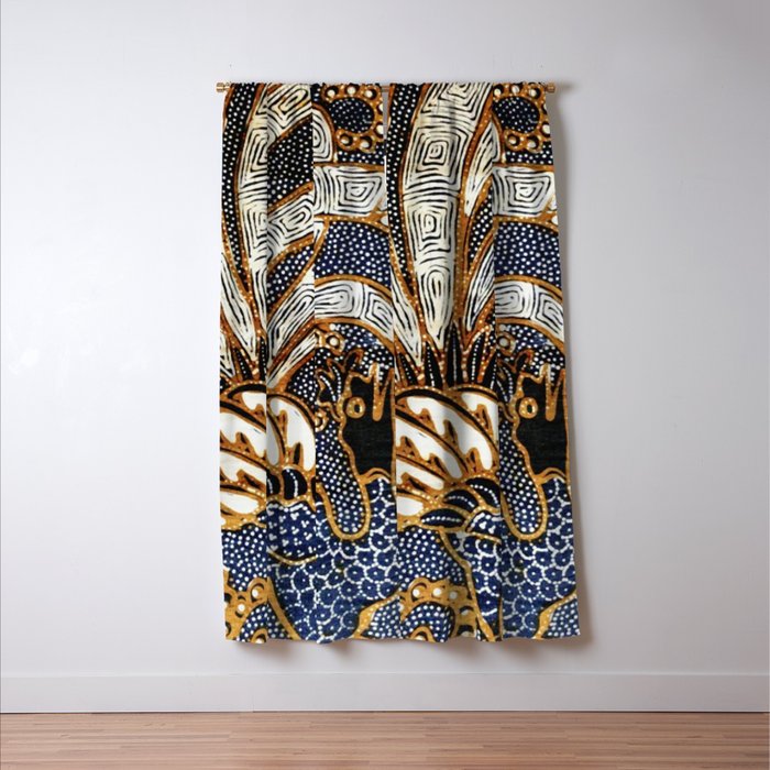 Vintage Indonesian Batik Peacock Print Window Curtain Gallery Image 3
