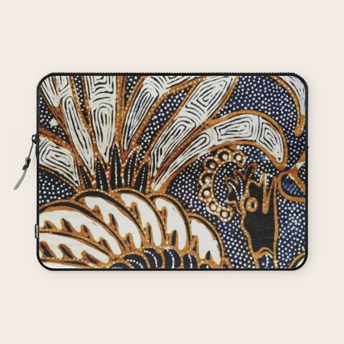 Vintage Indonesian Batik Peacock Print Laptop Sleeve Gallery Image 1