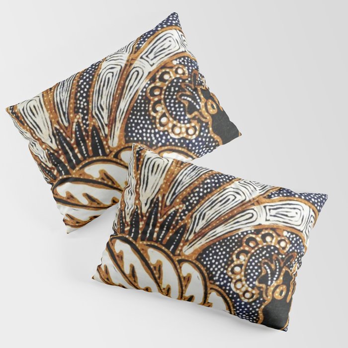 Vintage Indonesian Batik Peacock Print Pillow Sham Gallery Image 1