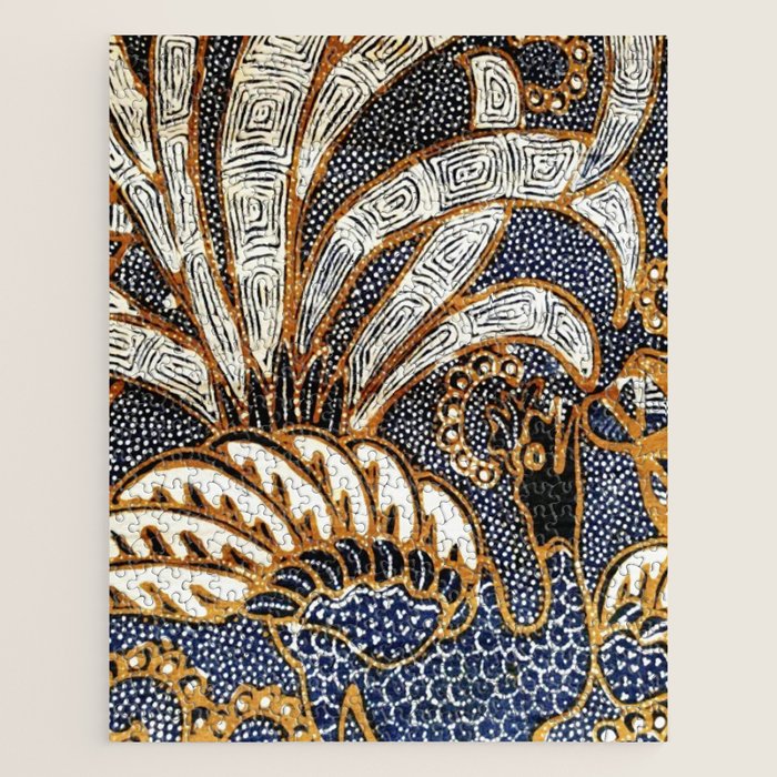 Vintage Indonesian Batik Peacock Print Jigsaw Puzzle Gallery Image 1