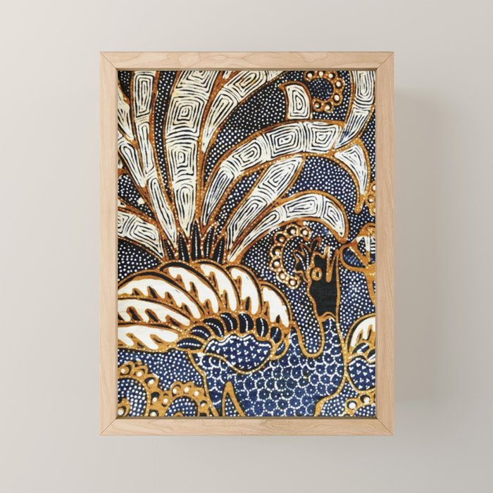 Vintage Indonesian Batik Peacock Print Mini Art Print Gallery Image 1