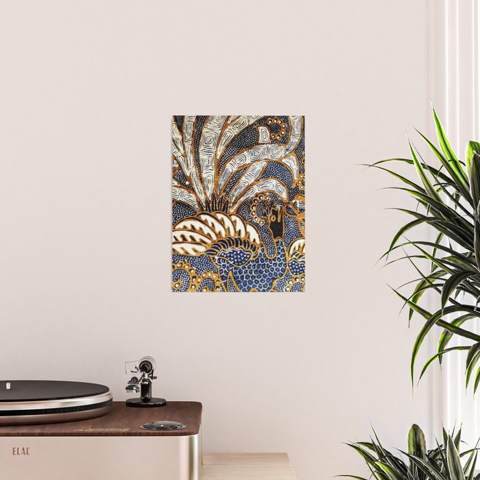 Vintage Indonesian Batik Peacock Print Poster Gallery Image 2
