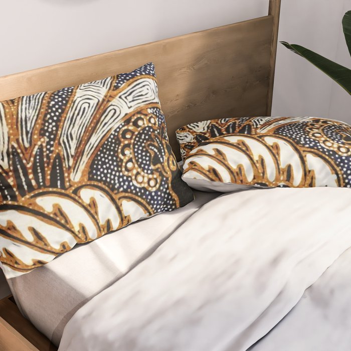 Vintage Indonesian Batik Peacock Print Pillow Sham Gallery Image 2