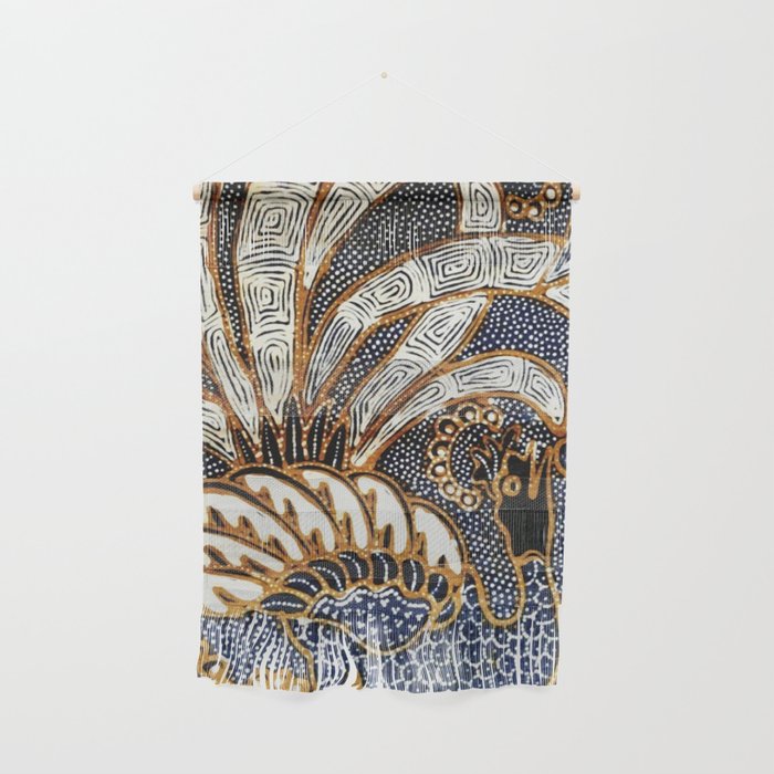 Vintage Indonesian Batik Peacock Print Wall Hanging Gallery Image 1