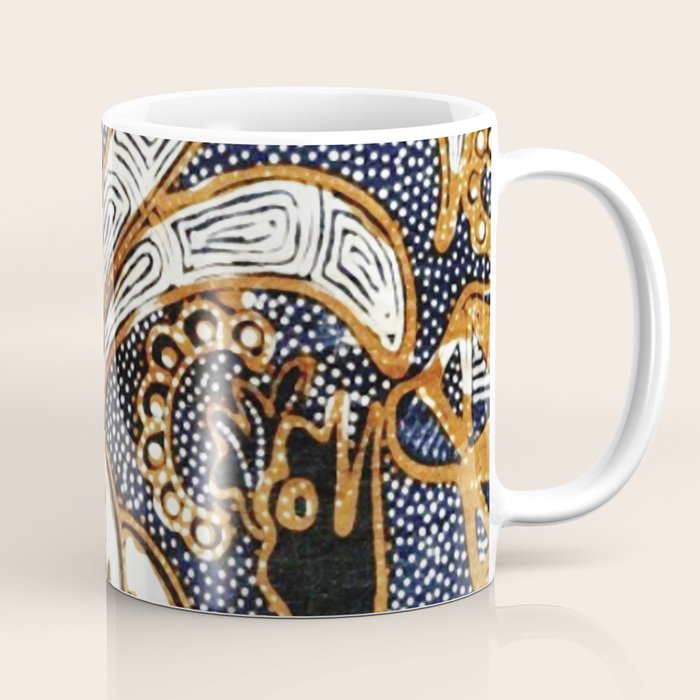 Vintage Indonesian Batik Peacock Print Coffee Mug Gallery Image 1