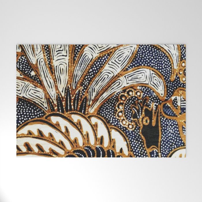 Vintage Indonesian Batik Peacock Print Welcome Mat Gallery Image 1