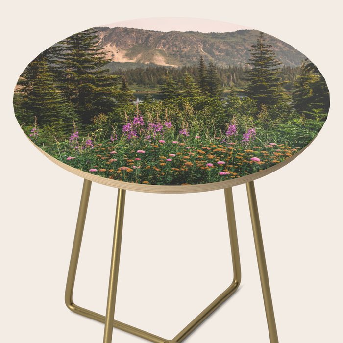 Mount Rainier Wildflower Adventure VI - Pacific Northwest Mountain Forest Wanderlust Side Table Gallery Image 2